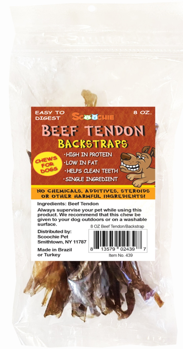 Picture of Scoochie Pet Products 297 8 oz 12 x 9 x 11 in. Beef Tendon & Back Strap Treats in Zip Lock Bag - PDQ of 12