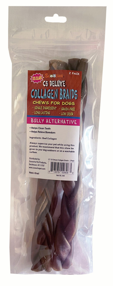 Picture of Scoochie Pet Products 606 12 in. Braided CS Deluxe Collagen Sticks in Zip Lock Bag - Pack of 2