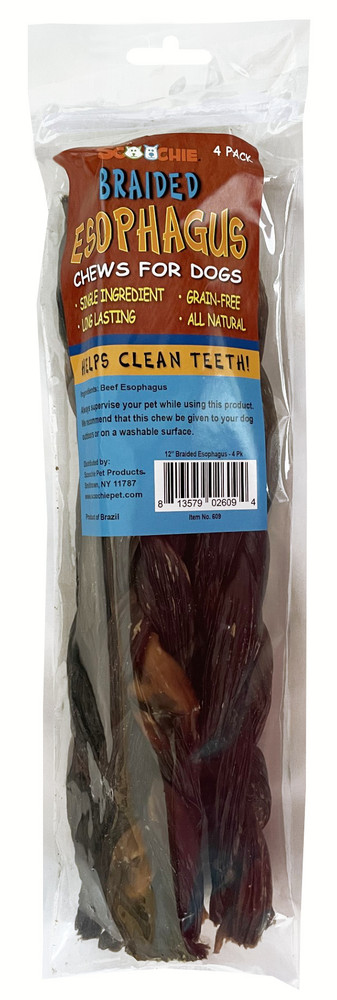 Picture of Scoochie Pet Products 609 12 in. Braided Esophagus Sticks in Zip Lock Bag - Pack of 4