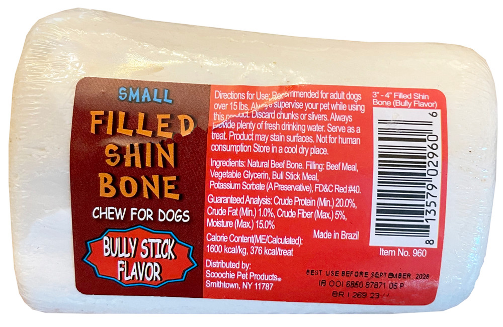 Picture of Scoochie Pet Products 960 3-4 in. Bully Stuffed White Shin Bone
