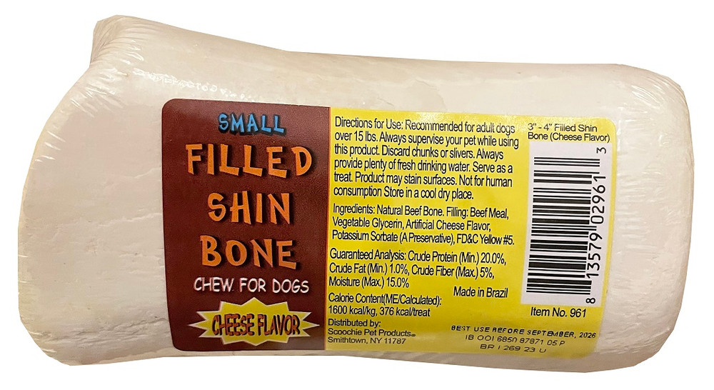 Picture of Scoochie Pet Products 961 3-4 in. Cheese Stuffed White Shin Bone