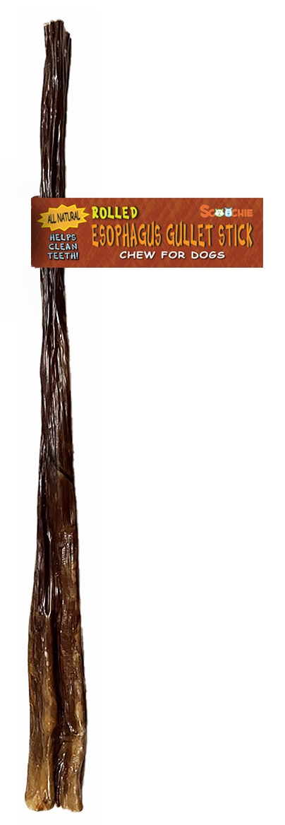 332 12 Inch Rolled Esophagus Jerky AKA Gullet Sticks AKA Bully Alternative With Cigar Band and UPC