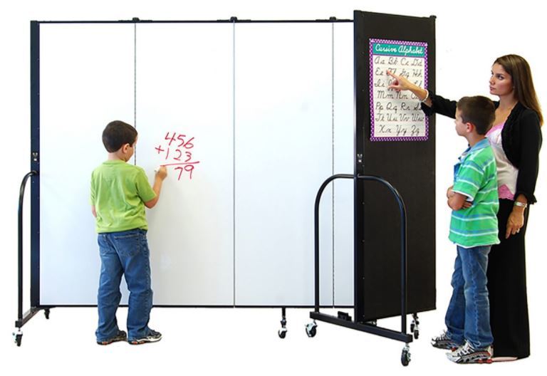 7 Panel Dry Erase Standing Partition, Charcoal - 6 ft. x 13 ft. 1 in.