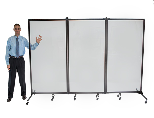 3 Panel Clear Room Divider, 6 ft. 2 in. x 10 ft. 0 in.