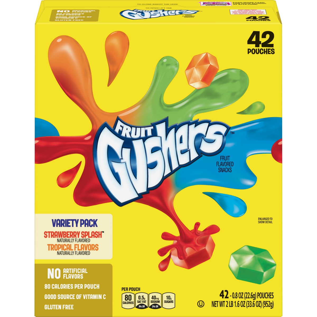 Picture of Gushers 016000146983 Strawberry Splash & Tropical Flavors Fruit Snacks&#44; 42 Count