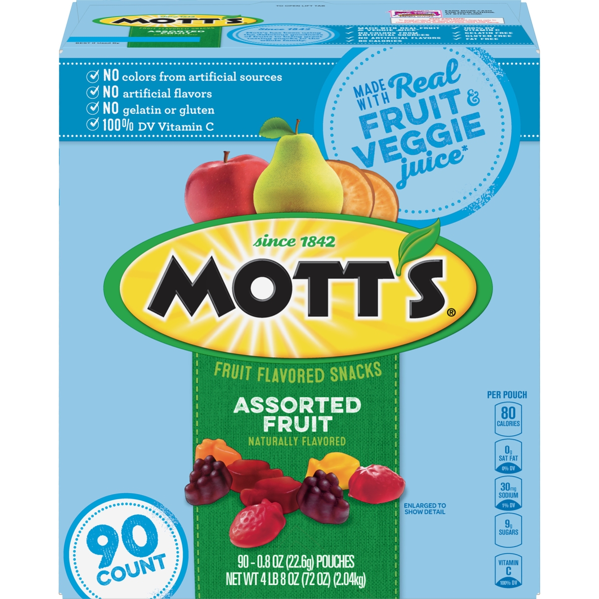 Picture of Motts 016000477278 0.8 oz Fruit Flavored Snacks Assorted Fruit Pouches&#44; 90 Count