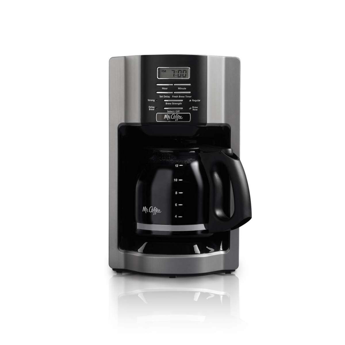 Mr Coffee 096116936531 12 Cup Rapid Brew Digital Programmable Coffee Maker, Black & Stainless