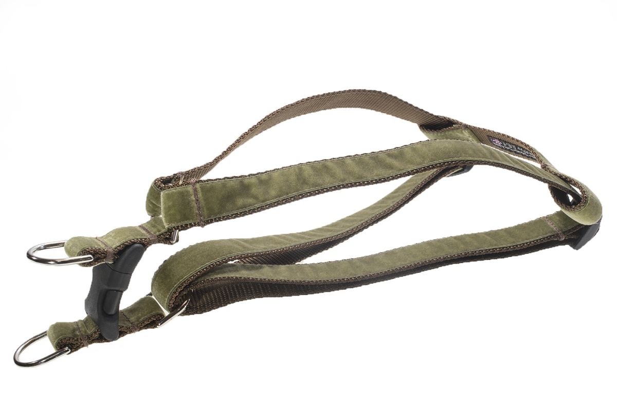 Picture of Sassy Dog Wear VELVET OLIVE4-H Velvet Olive Dog Harness - Adjusts 23 - 35 in. - Large