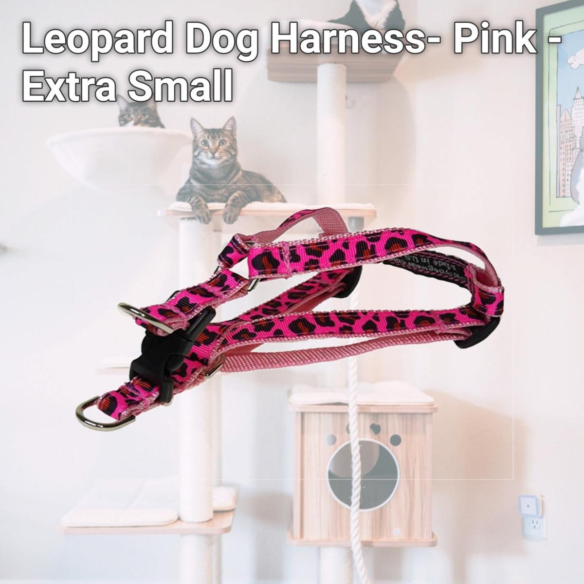 Picture of Sassy Dog Wear LEOPARD-FRUIT PUNCH1-H Leopard Dog Harness- Pink - Extra Small