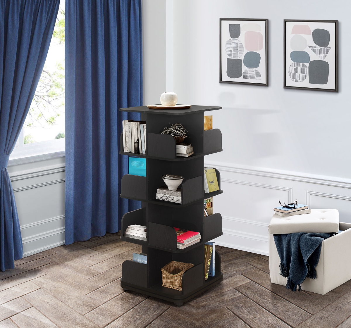 Revolving Tall Bookcase, Black