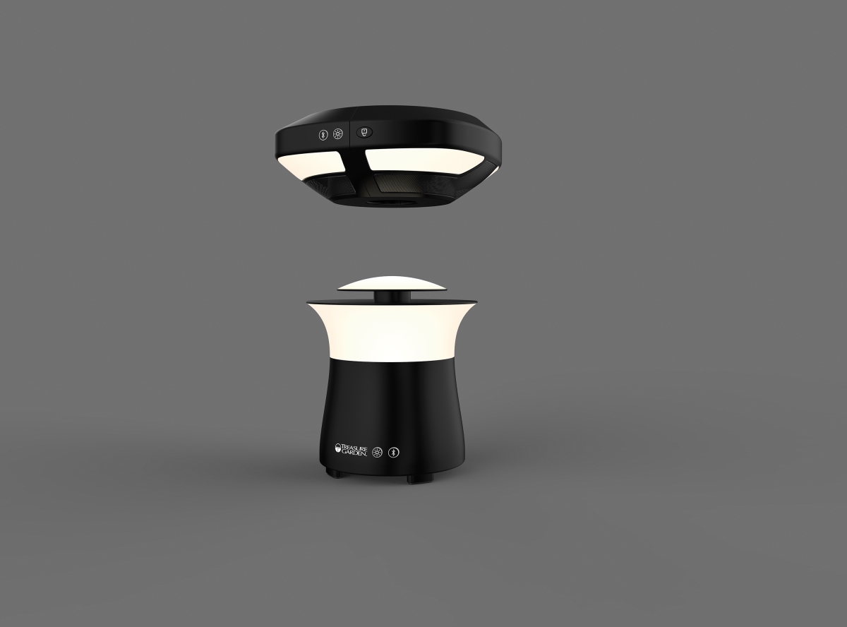 SS--09 10.63 x 8.68 in.  Dual-Light Umbrella Sound Pod with Bluetooth Speaker, Black