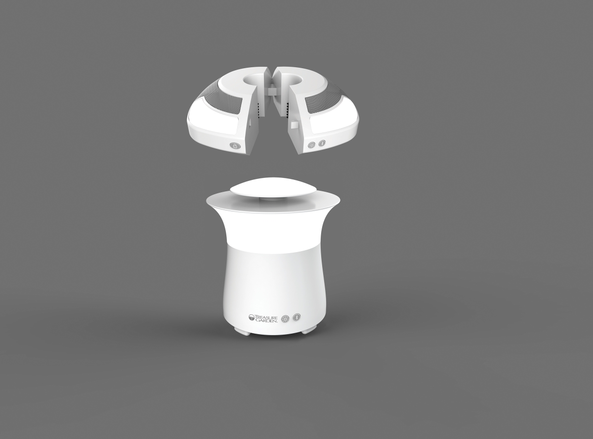 SS--03 10.63 x 8.68 in.  Dual-Light Umbrella Sound Pod with Bluetooth Speaker, White