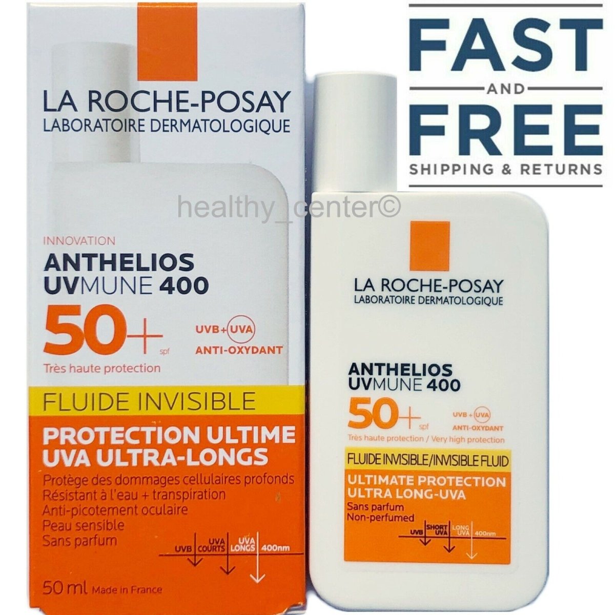 Picture of 2Seeds 221195090660 50 ml SPF 50 Plus La Roche-Posay Anthelios UVmune 400 Invisible Non-Perfumed Fluid Chemical Sunscreen