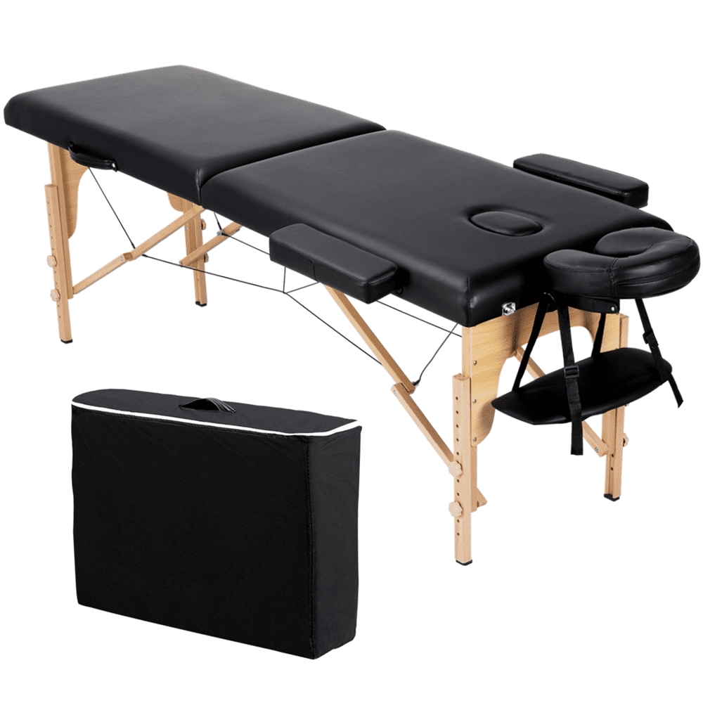 Picture of K store BC2NGN0001 84&apos; L Massage Table Fold Adjustable Portable Facial Spa Salon Bed Tattoo Black