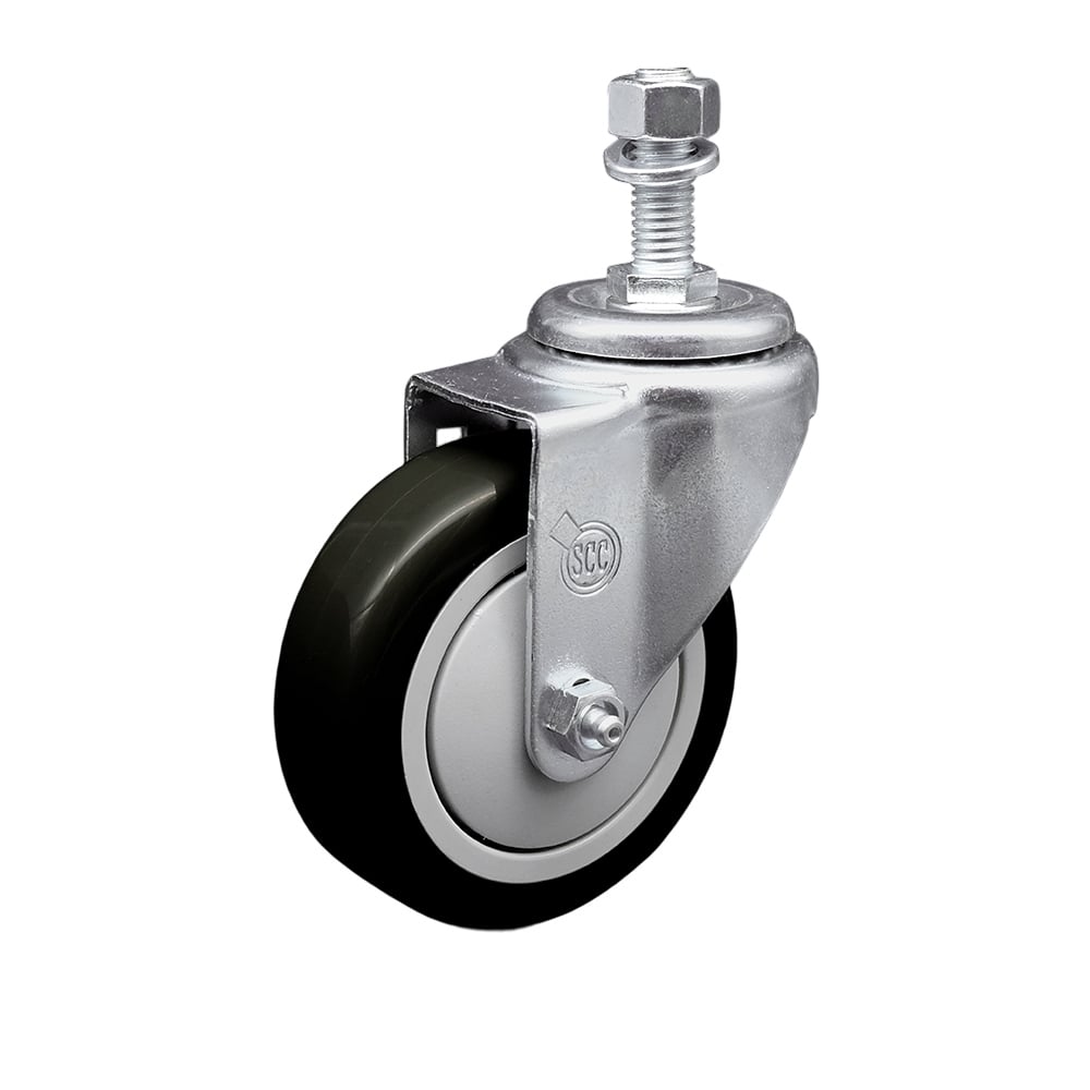SCC-TS20S414-PPUB-BLK-121315 Polyurethane Swivel Threaded Stem Caster with 4 x 1.25 in. Black Wheel & 0.5 in. Stem