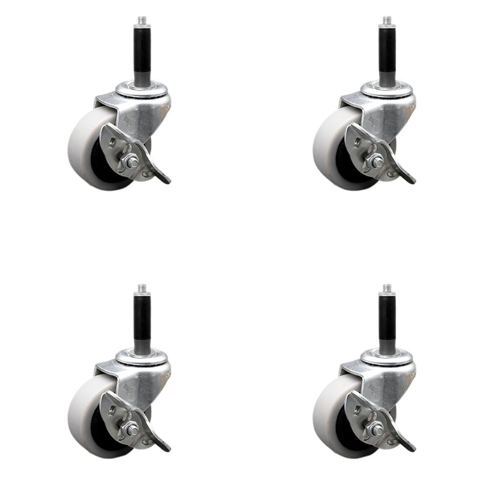 SCC-EX05S210-TPRS-SLB-34-4 2 in. Swivel Thermoplastic Rubber Caster Wheels & 0.75 in. Expanding Adapter Stem Caster & Brake - Set of 4