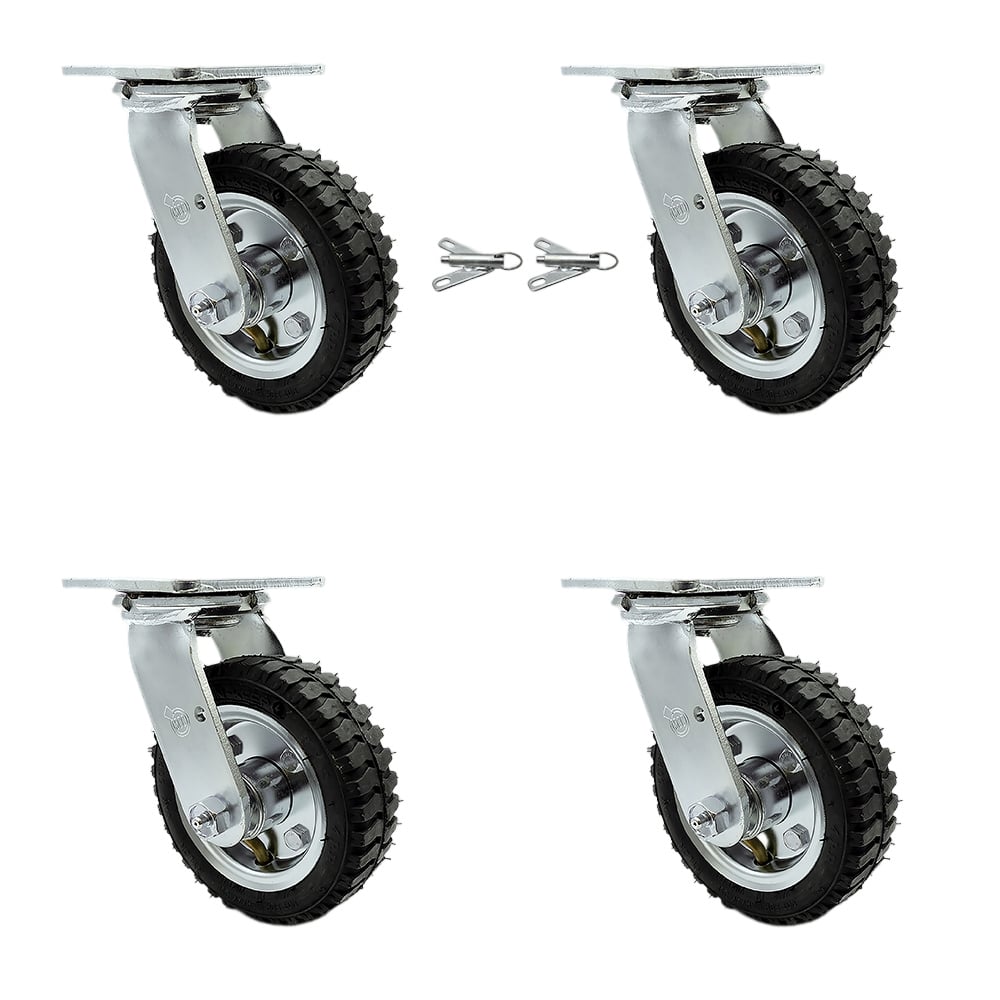 SCC-100S150-PNB-BSL-2-S-2 6 in. Swivel Pneumatic Rubber Wheel Casters, Black - Set of 4