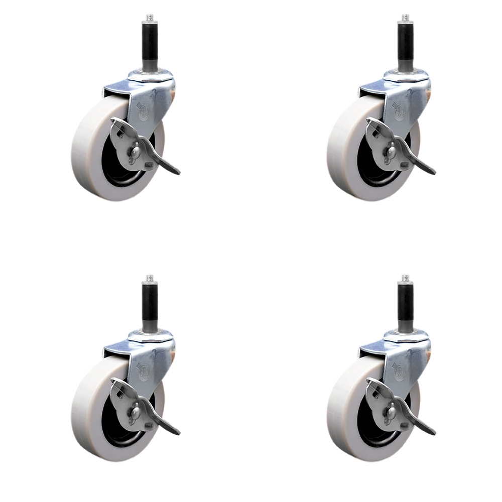 SCC-EX05S310-TPRS-SLB-78-4 3 in. Swivel Thermoplastic Rubber Caster Wheels & 0.875 in. Expanding Adapter Stem Casters & Brakes - Set of 4