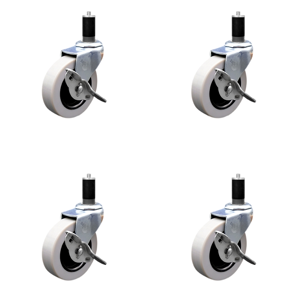 SCC-EX05S310-TPRS-SLB-138-4 3 in. Swivel Thermoplastic Rubber Caster Wheels & 1.38 in. Expanding Adapter Stem Casters & Brakes - Set of 4