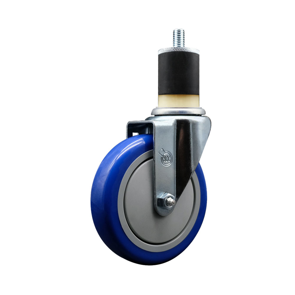 SCC-EX20S514-PPUB-BLUE-178 Polyurethane Expanding Stem Swivel Caster with 5 in. Blue Wheel & 1.87 in. Stem