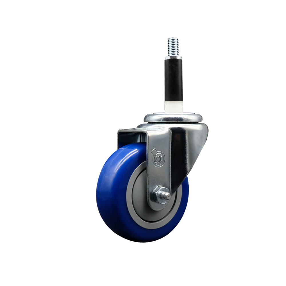 SCC-EX20S3514-PPUB-BLUE-78 Polyurethane Expanding Stem Swivel Caster with 3.5 in. Blue Wheel & 0.87 in. Stem