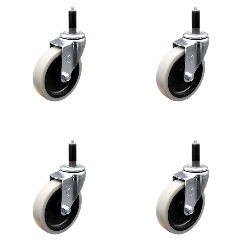 SCC-EX05S410-TPRS-1-4 4 in. Swivel Thermoplastic Rubber Caster Wheels & 1 in. Expanding Adapter Stem Casters - Set of 4