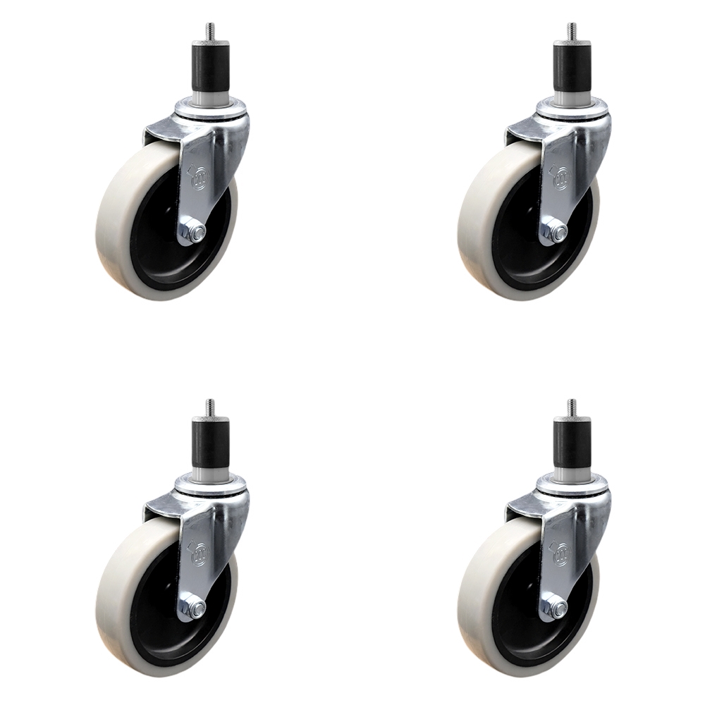SCC-EX05S410-TPRS-178-4 4 in. Swivel Thermoplastic Rubber Caster Wheels & 1.87 in. Expanding Adapter Stem Casters - Set of 4