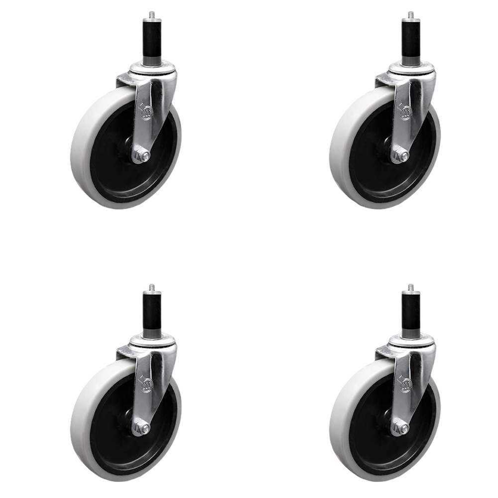 SCC-EX05S510-TPRS-118-4 5 in. Swivel Thermoplastic Rubber Caster Wheels & 1.13 in. Expanding Adapter Stem Casters - Set of 4