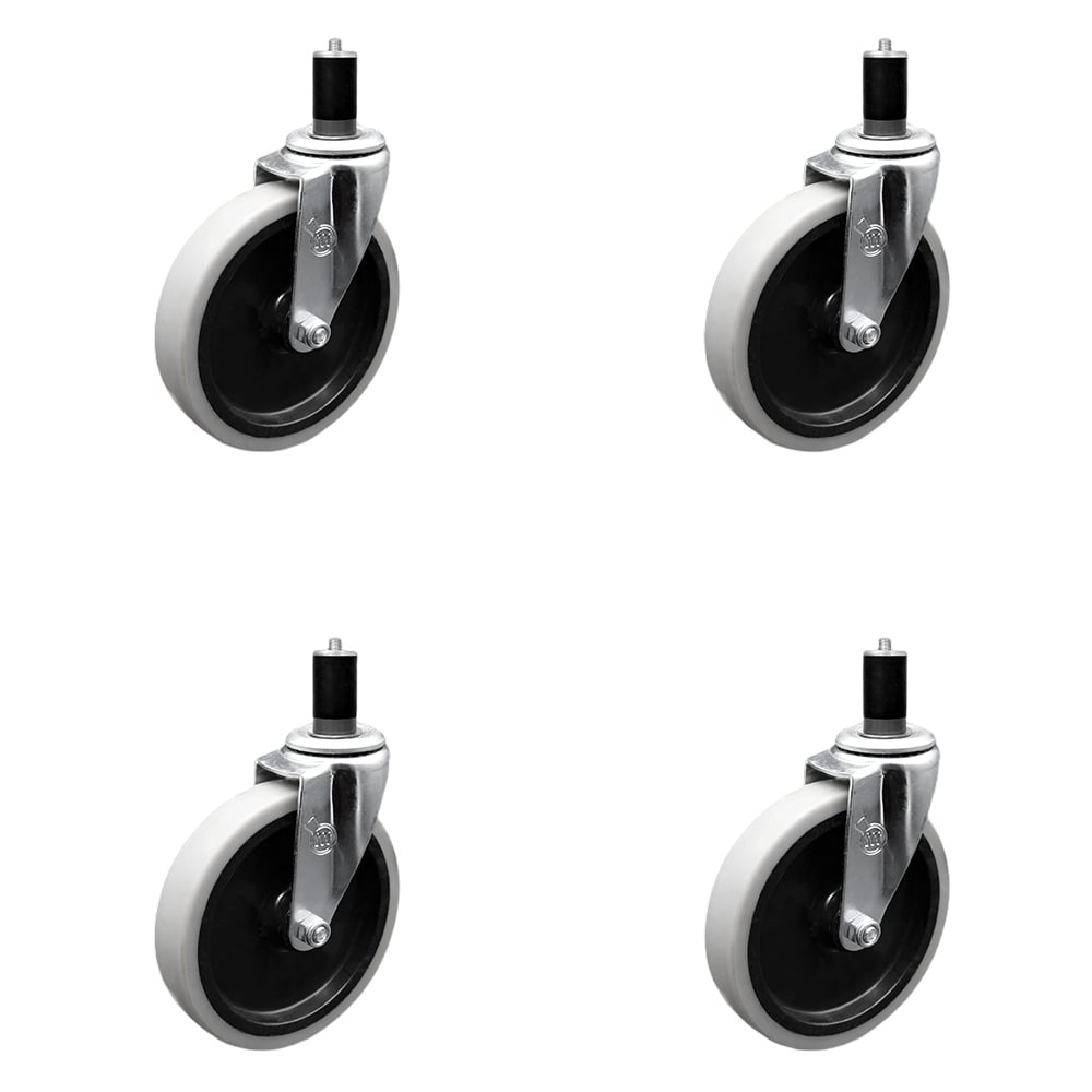 SCC-EX05S510-TPRS-112-4 5 in. Swivel Thermoplastic Rubber Caster Wheels & 1.5 in. Expanding Adapter Stem Casters - Set of 4