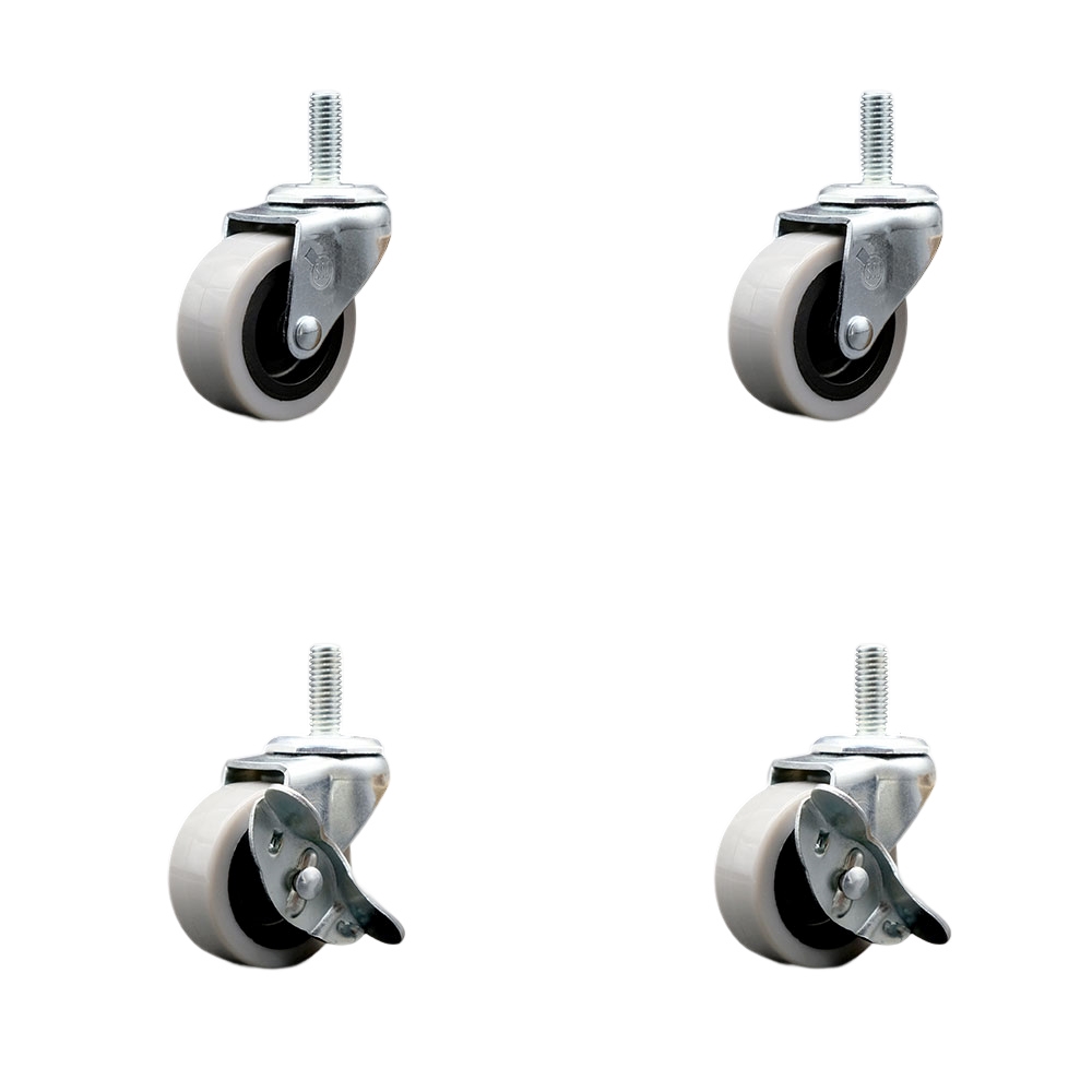 SCC-TS05S210-TPUS-381610-2-SLB-2 2 in. Swivel Polyurethane Casters 0.375 in. 16 TPI x 1 in. Threaded Stem Casters - Set of 4