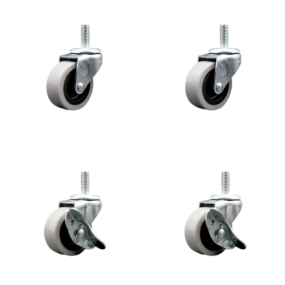 SCC-TS05S210-TPUS-5161810-2-SLB-2 2 in. Swivel Polyurethane Casters 0.31 in. 18 TPI x 1 in. Threaded Stem Casters - Set of 4