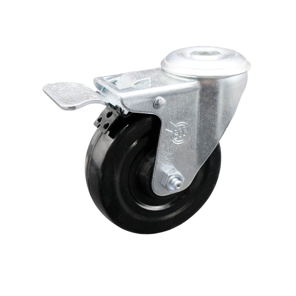 Hard Rubber Swivel Caster - Black - 4 x 1.25 in. - Total Lock Brake