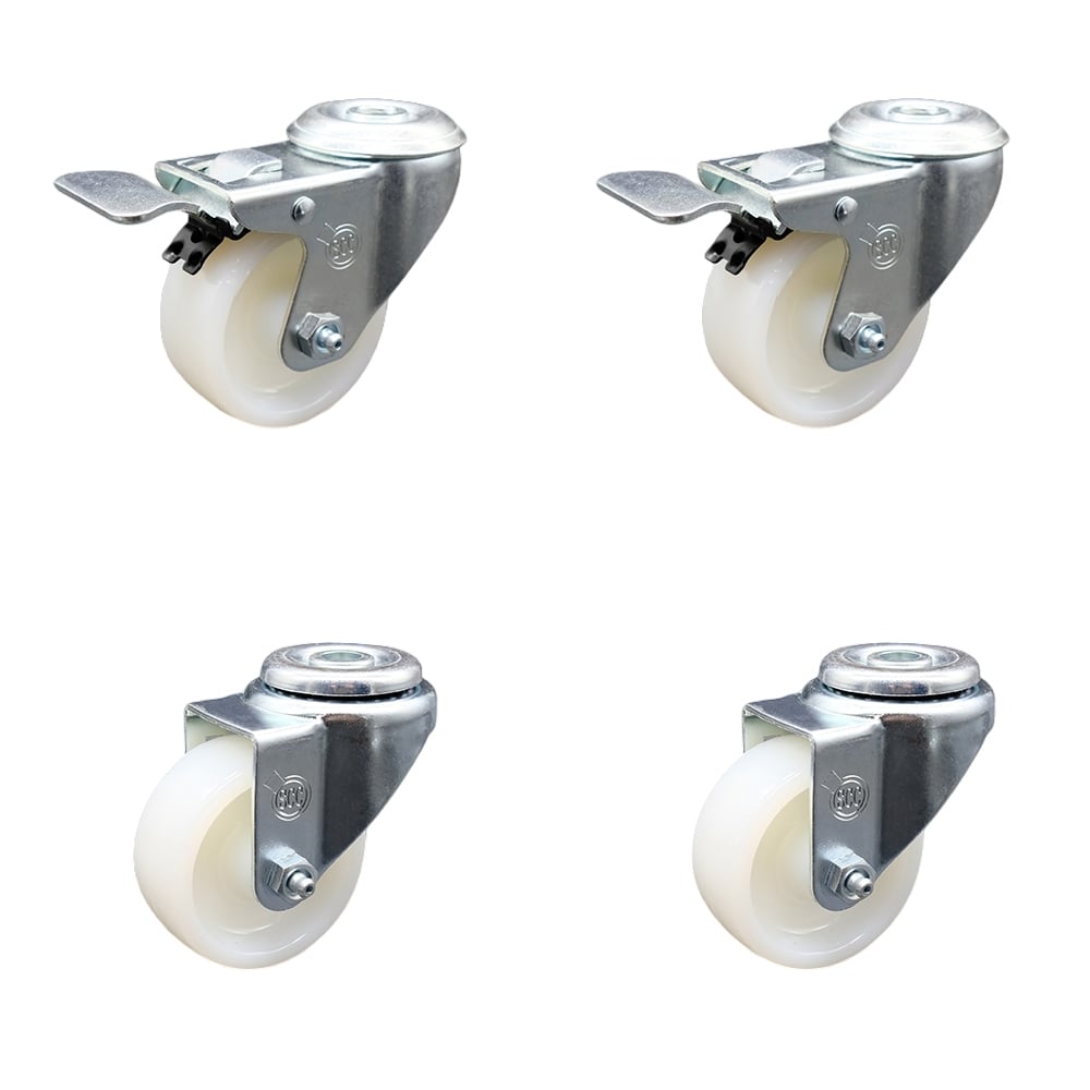 SCC-BHTTL20S314-NYS-2-S-2 Nylon Swivel Bolt Hole Caster with 3 x 1.25 in. White Wheels - Set of 4