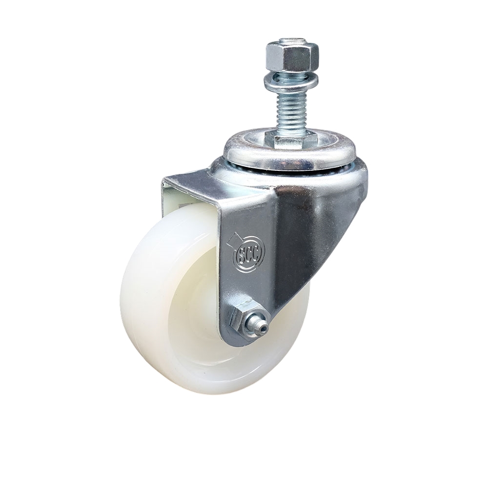 SCC-TS20S314-NYS-M1215 Nylon Swivel Threaded Stem Caster with 3 x 1.25 in. White Wheel & 12 mm Stem