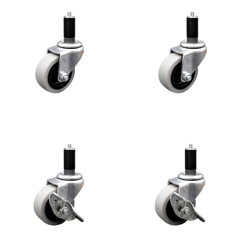 SCC-EX05S210-TPRS-114-2-SLB-2 2 in. Swivel Thermoplastic Rubber Casters, 1.25 in. Expanding Adapter Stem Casters - Set of 4