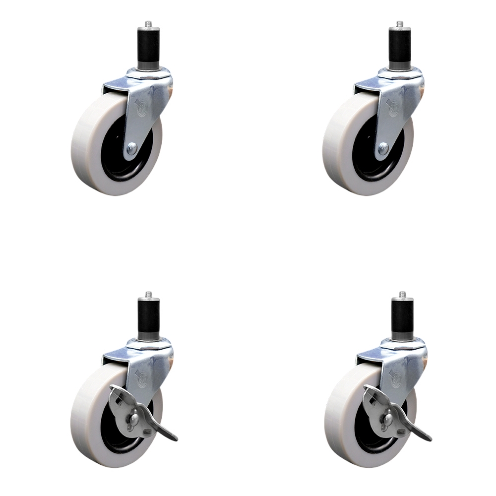SCC-EX05S310-TPRS-112-2-SLB-2 3 in. Swivel Thermoplastic Rubber Casters, 1.5 in. Expanding Adapter Stem Casters - Set of 4