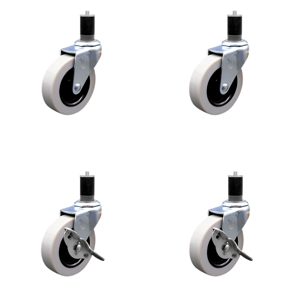 SCC-EX05S310-TPRS-158-2-SLB-2 3 in. Swivel Thermoplastic Rubber Casters, 1.63 in. Expanding Adapter Stem Casters - Set of 4