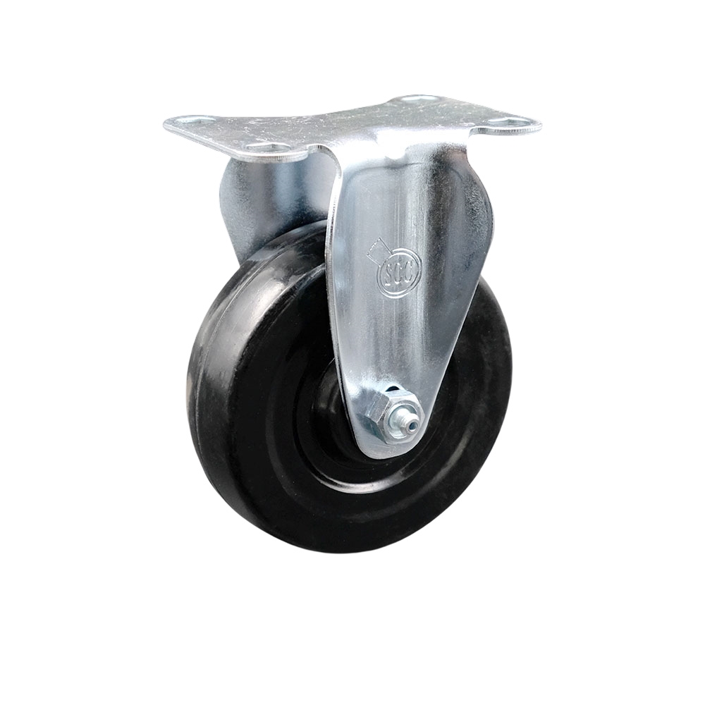 SCC-20R414-HRS Hard Rubber Top Plate Rigid Caster with 4 in. Black Wheel
