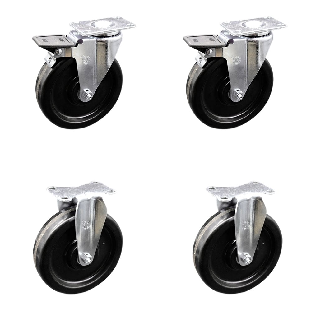 SCC-20S615-PHR-PLB-2-R-2 Phenolic Swivel Top Plate Caster with Roller Bearings 6 in. Wheels - Set of 4