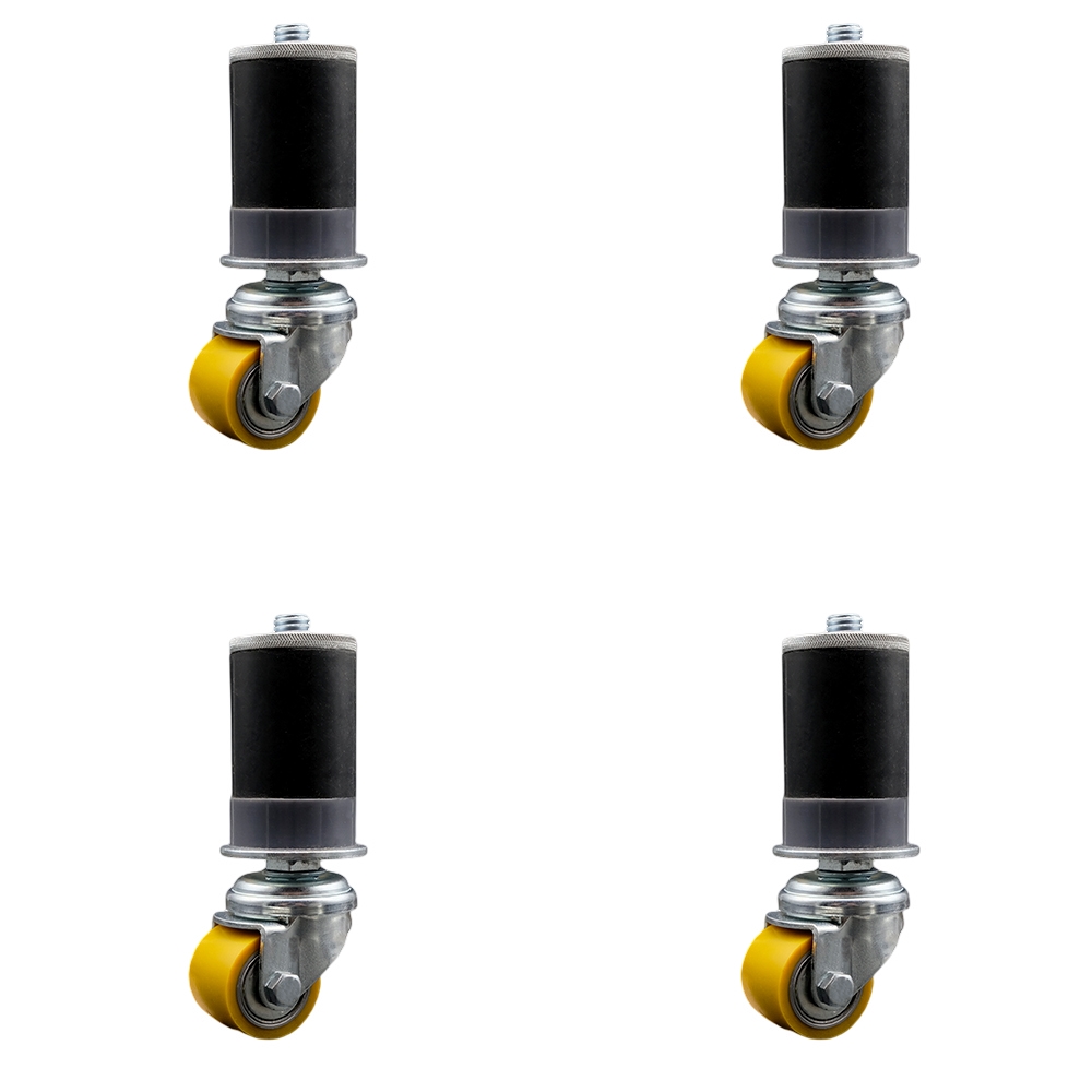 SCC-EX04S13810-PUB-178-4 Low Profile Polyurethane Swivel Expanding Adapter Stem Caster with 35 x 27 mm Yellow Wheels & 1.87 in. Stem - Set of 4