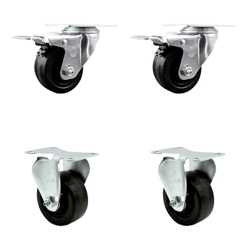 SCC-TTL20S314-PHR-2-R-2 Phenolic Swivel Top Plate Caster with Roller Bearings 3 in. Wheels - Set of 4
