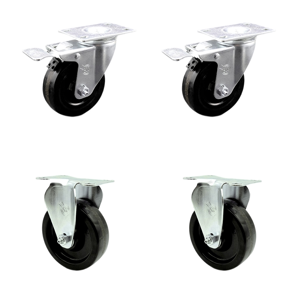 Phenolic Swivel Top Plate Casters - Set of 4 - 1200 lbs Capacity