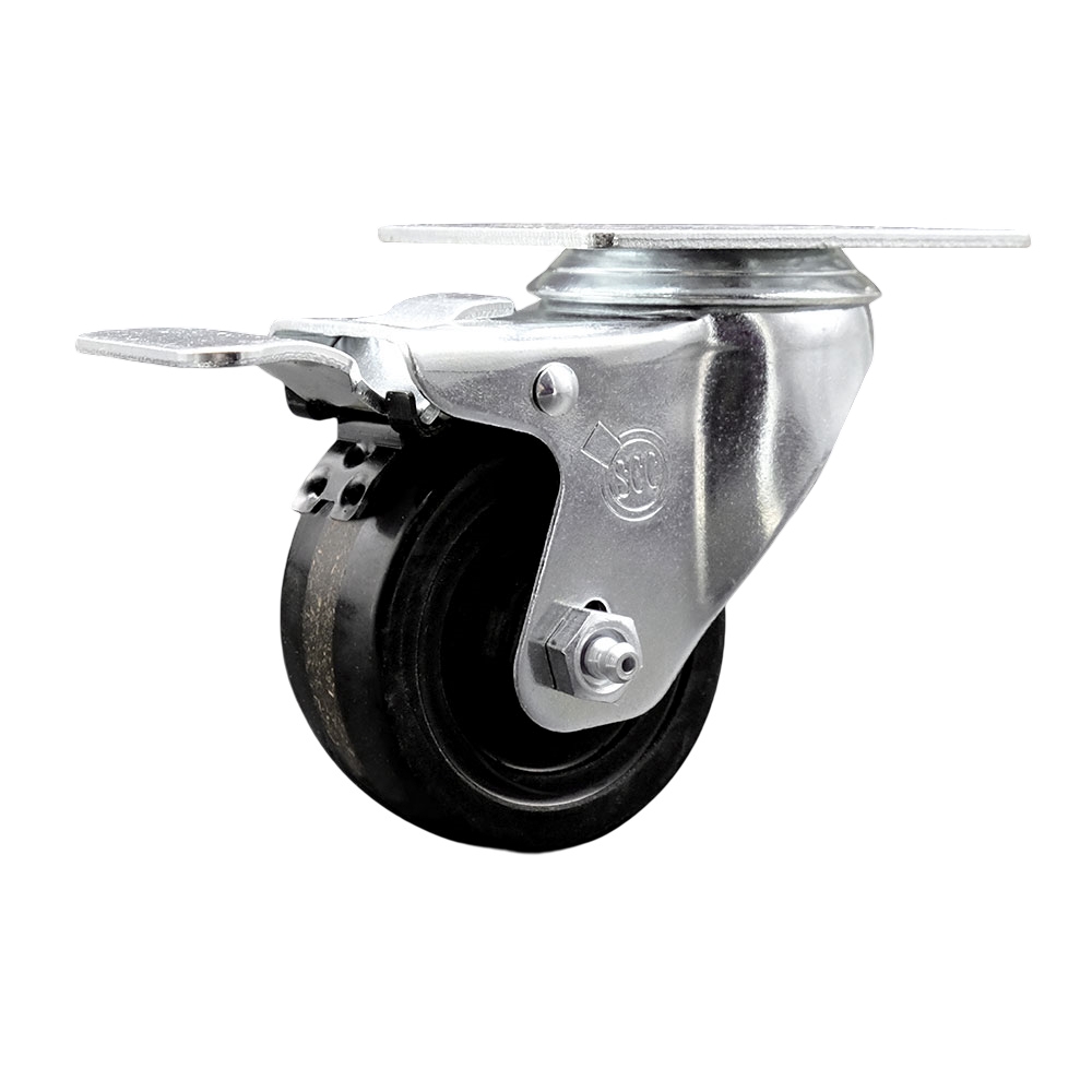 Phenolic Swivel Caster - Black - 3.5 in. Wheel - Total Lock Brake