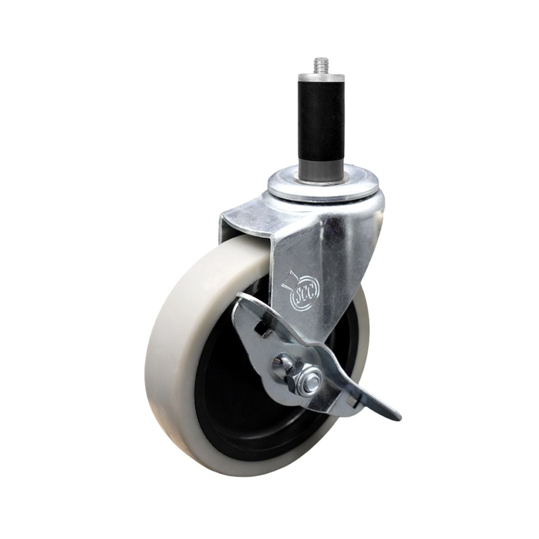 SCC-EX05S410-TPRS-SLB-114 4 in. Swivel Thermoplastic Rubber Caster Wheel & 1.25 in. Expanding Adapter Stem Caster & Brake