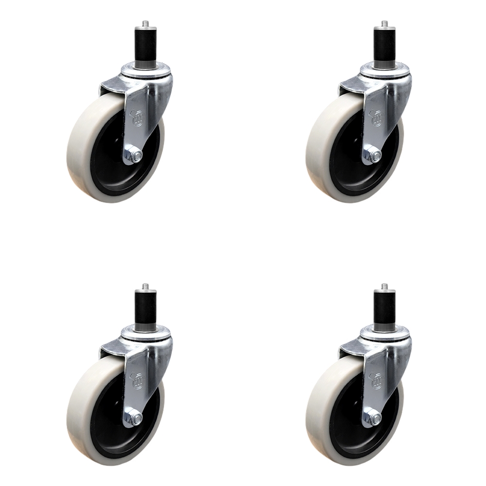 SCC-EX05S410-TPRS-112-4 4 in. Swivel Thermoplastic Rubber Caster Wheels & 1.5 in. Expanding Adapter Stem Casters - Set of 4