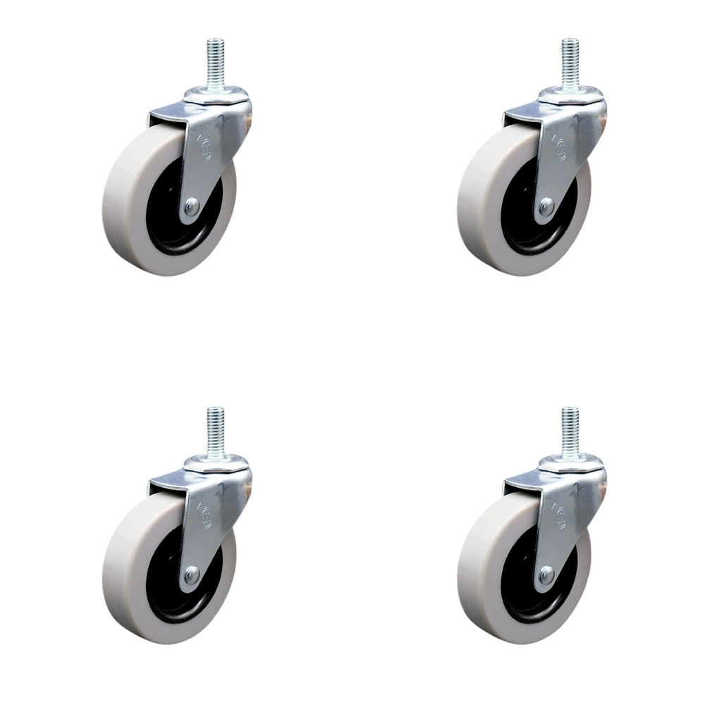 SCC-TS05S310-TPRS-5161815-4 3 in. Swivel Thermoplastic Rubber Caster Wheels with 0.31 in. 18 TPI x 1.5 in. Threaded Stem Casters - Set of 4