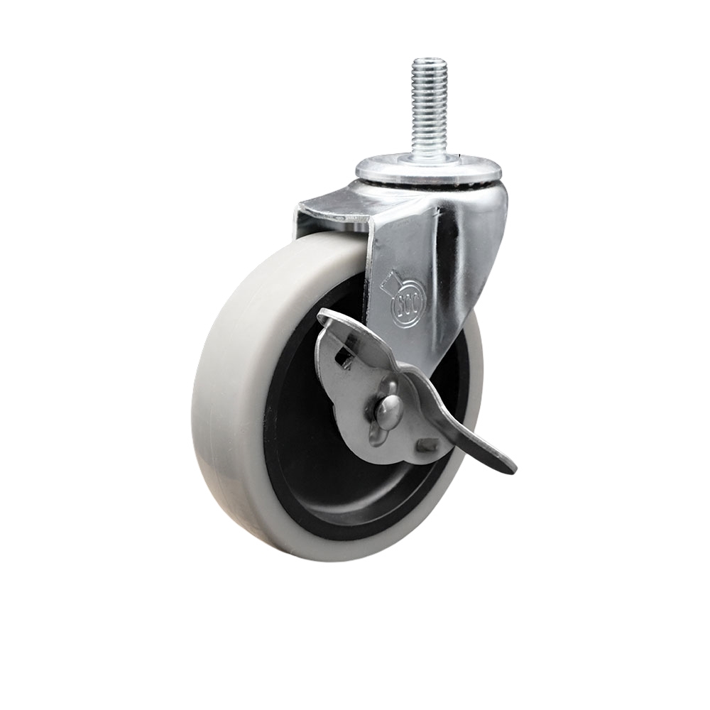 SCC-TS05S410-TPRS-SLB-5161815 4 in. Swivel Thermoplastic Rubber Caster Wheels with 0.31 in. 18 TPI x 1.5 in. Threaded Stem Caster & Brake