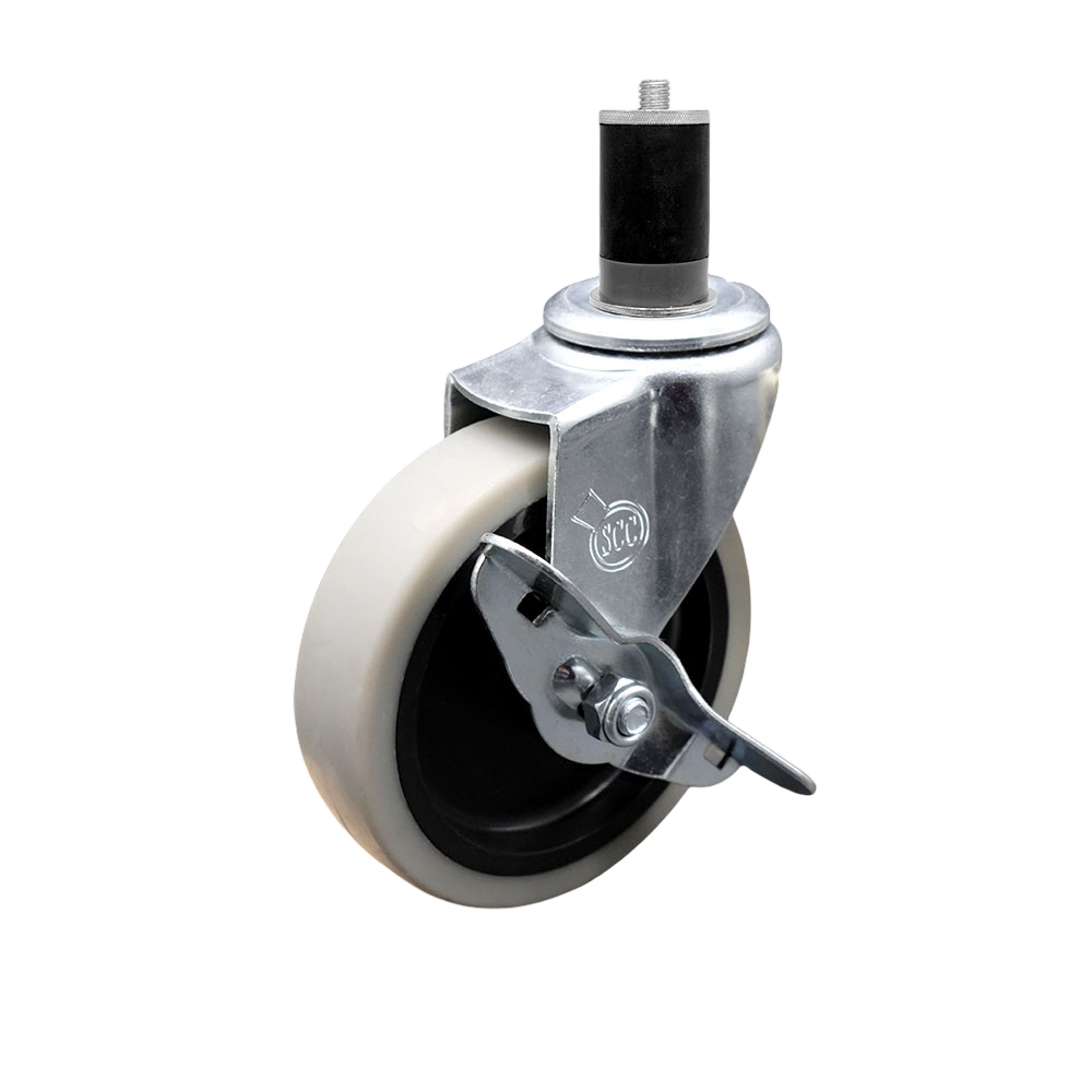 SCC-EX05S410-TPRS-SLB-158 4 in. Swivel Thermoplastic Rubber Caster Wheel & 1.63 in. Expanding Adapter Stem Caster & Brake