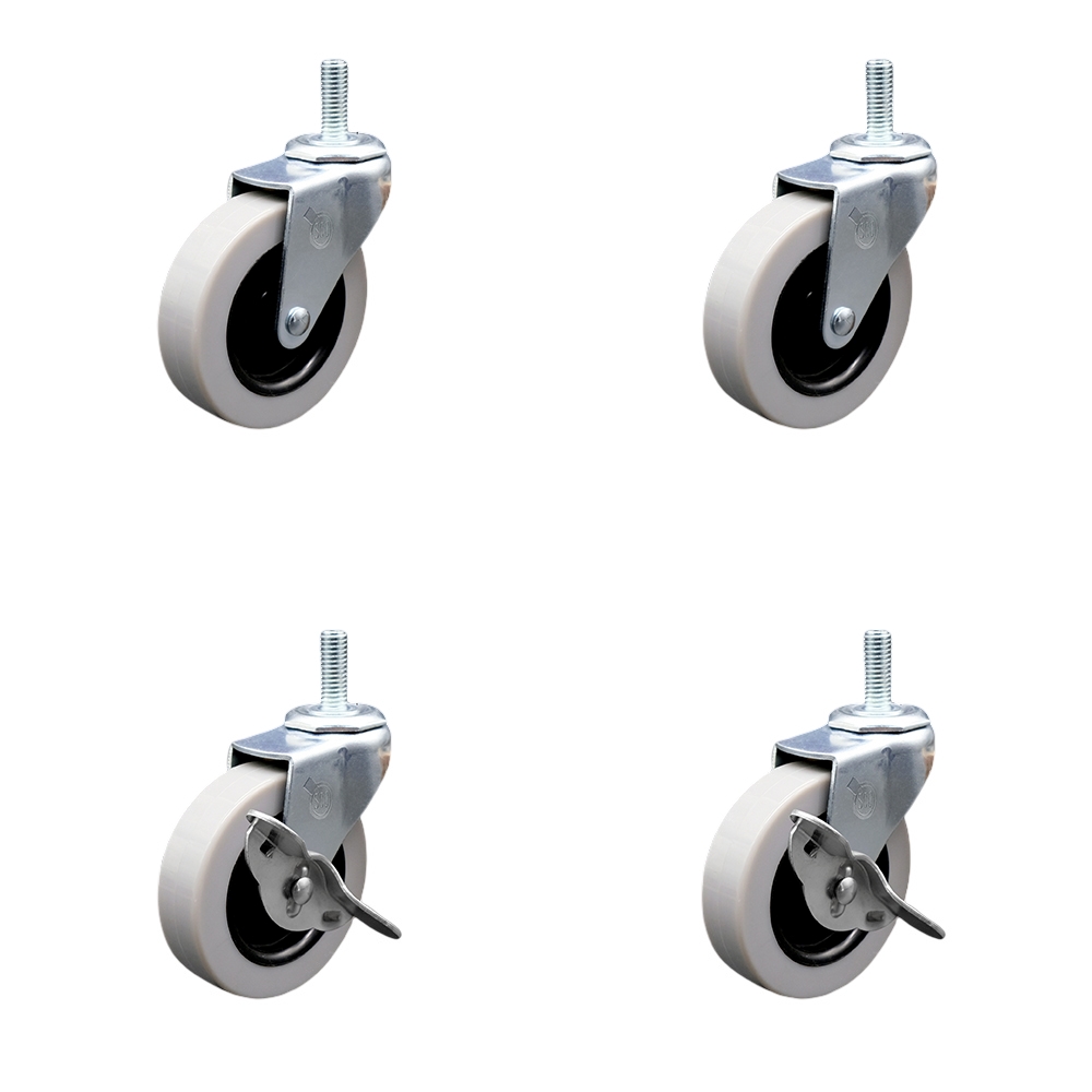 SCC-TS05S310-TPUS-5161810-2-SLB-2 2 in. Swivel Polyurethane Casters 0.31 in. 18 TPI x 1 in. Threaded Stem Casters - Set of 4