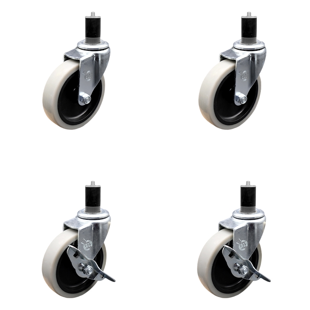 SCC-EX05S410-TPRS-134-2-SLB-2 4 in. Swivel Thermoplastic Rubber Casters, 1.75 in. Expanding Adapter Stem Casters - Set of 4